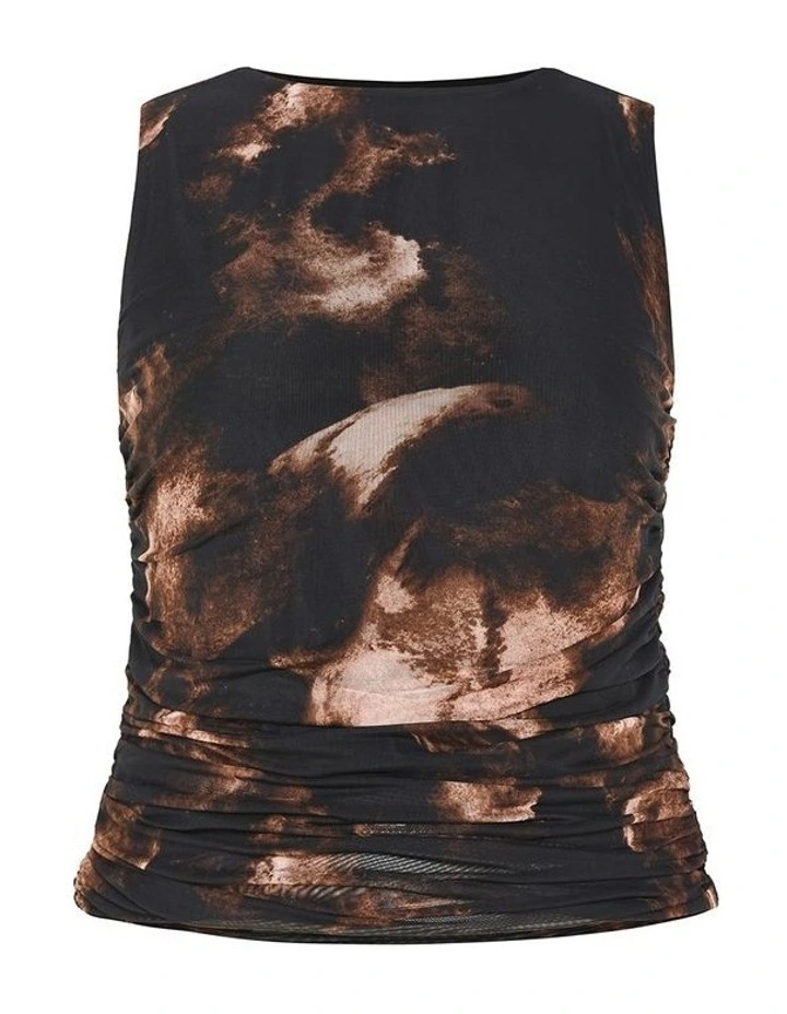 Lidia Ruched Print Top in Dark Chocolate image 6