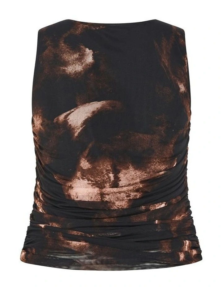 Lidia Ruched Print Top in Dark Chocolate image 7