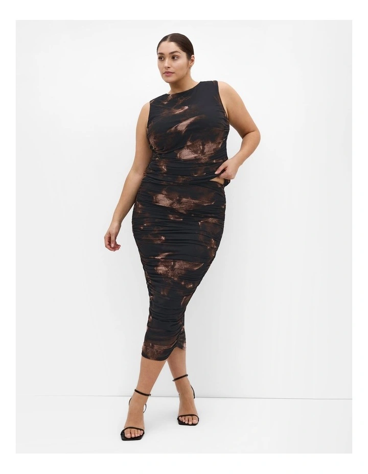 Livia Ruched Print Skirt in Dark Chocolate image 4