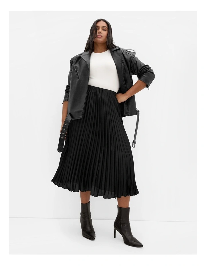 Selena Pleat Skirt in Black image 1