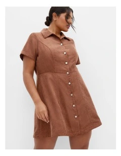 Leia Short Sleeve Mini Dress in Brown