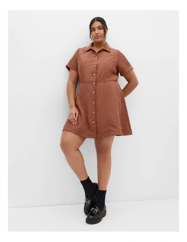 Leia Short Sleeve Mini Dress in Brown image 4