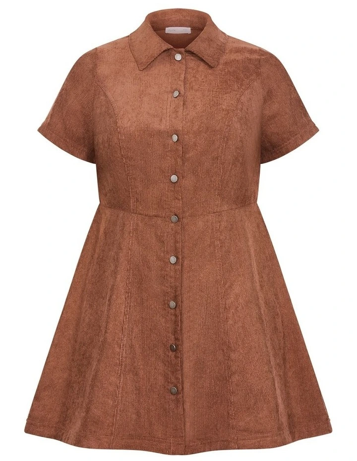 Leia Short Sleeve Mini Dress in Brown image 5