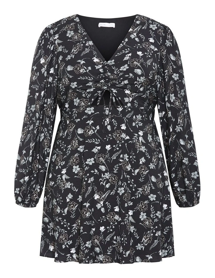 Jolene Long Sleeve Lined Print Dress in Black image 3