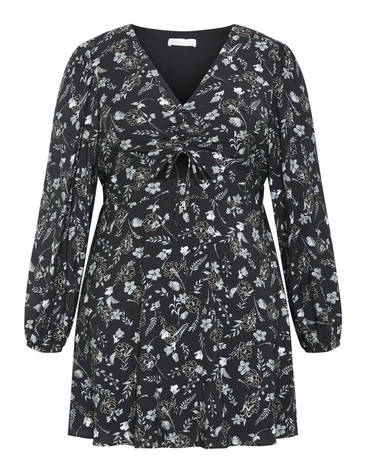 Jolene Long Sleeve Lined Print Dress in Black image 5