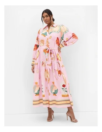 Plus Size Stellar Beauty Print Maxi Dress in baby pink