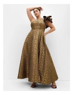 Gilded Beauty One Shoulder Maxi Dress in gold