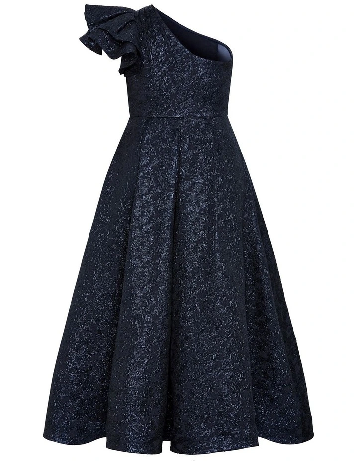 Gilded Beauty One Shoulder Maxi Dress in navy image 4