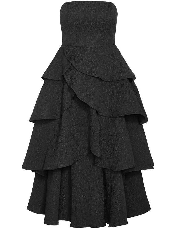 Elizabeth Tiered Frill Maxi Dress in Black image 3