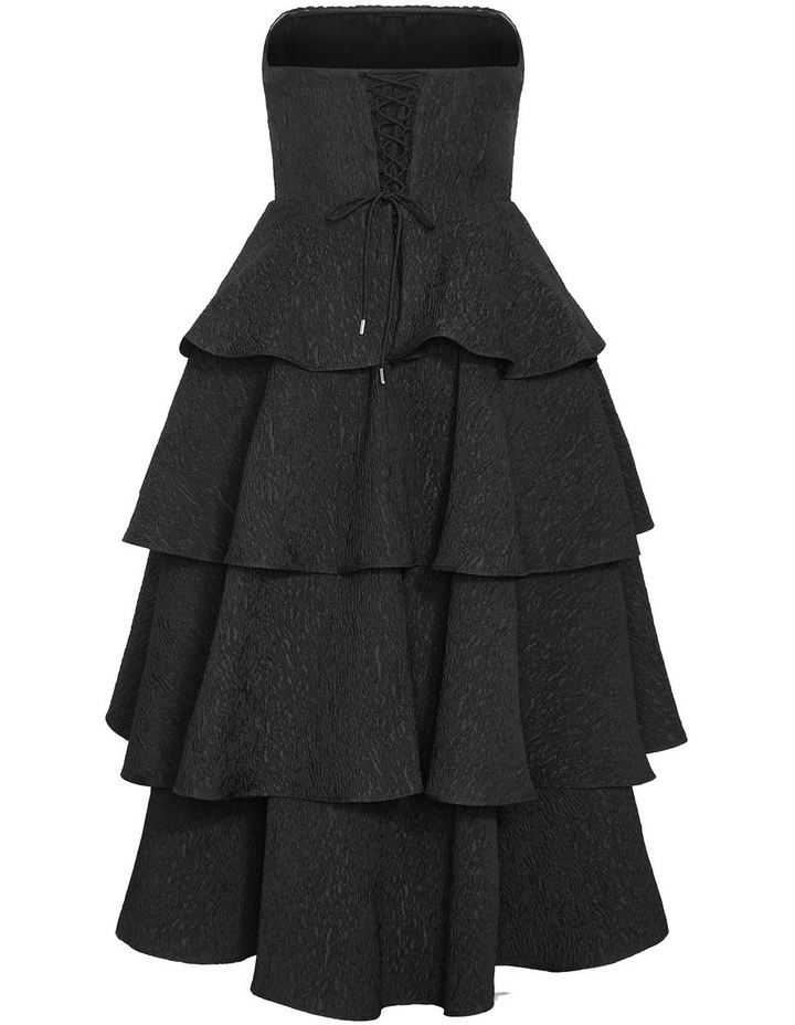 Elizabeth Tiered Frill Maxi Dress in Black image 4