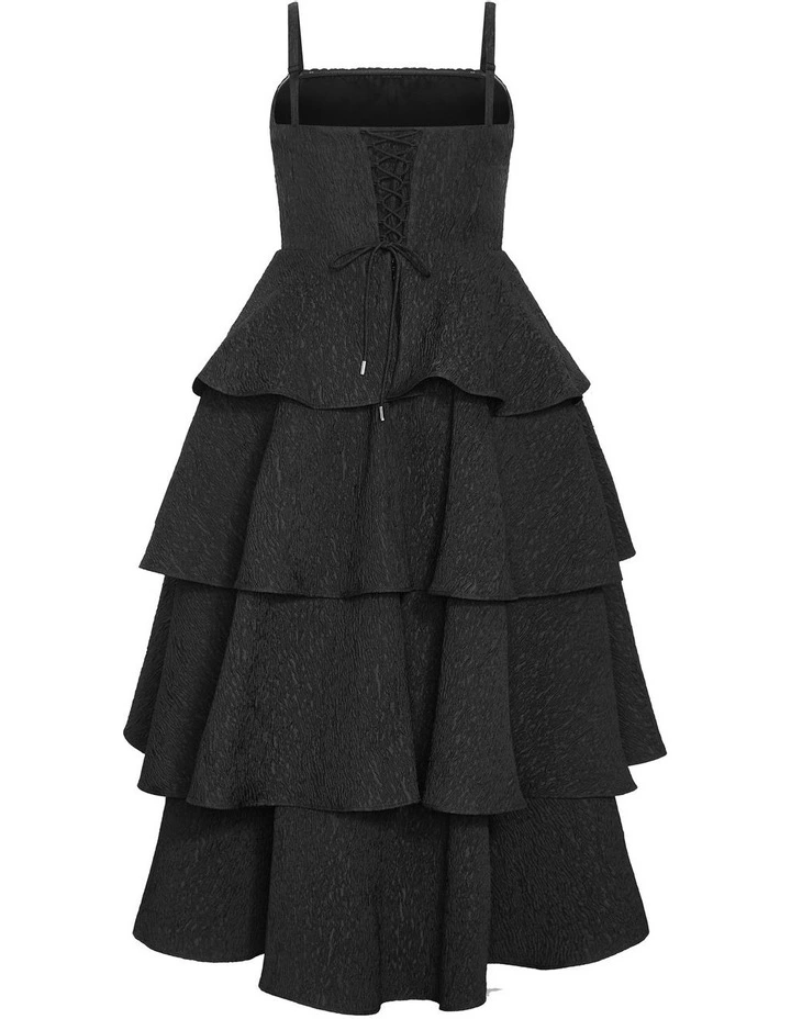 Elizabeth Tiered Frill Maxi Dress in Black image 6