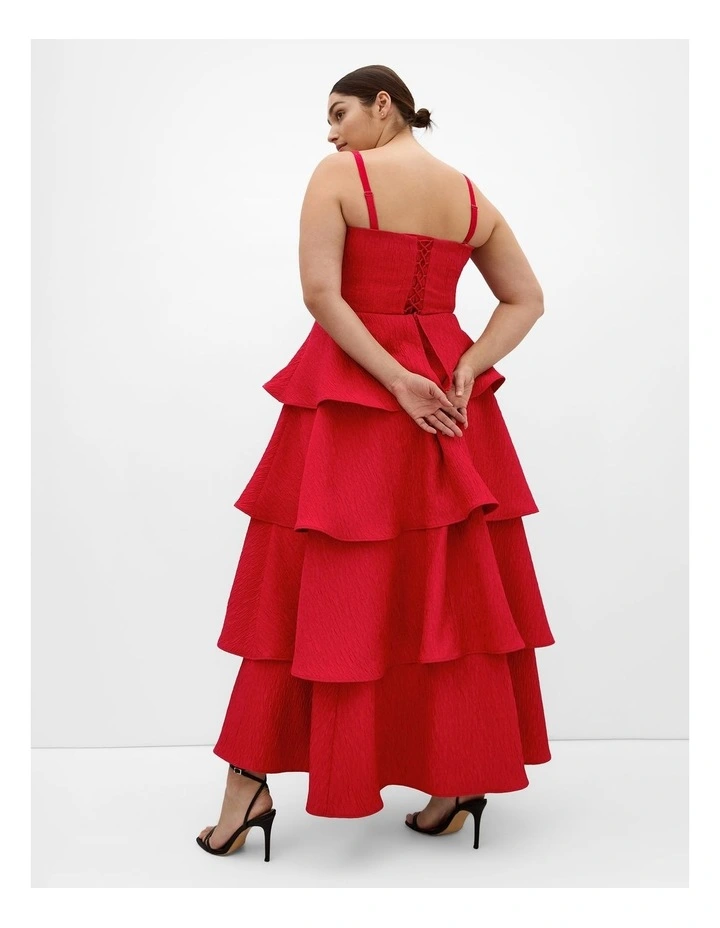 Elizabeth Tiered Frill Maxi Dress in Crimson image 2