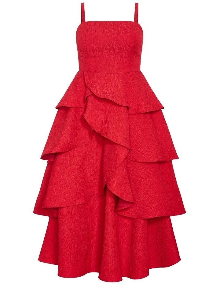 Elizabeth Tiered Frill Maxi Dress in Crimson image 5