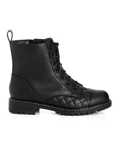 Wide Fit Lace Up Ankle Boot in Black