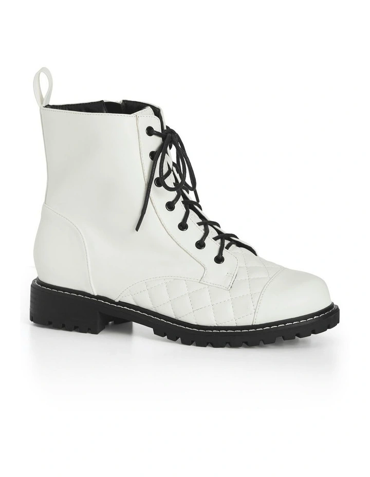 WIDE FIT Lace Up Ankle Boot in White image 1