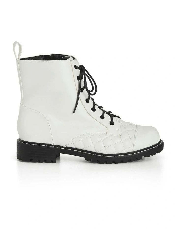 WIDE FIT Lace Up Ankle Boot in White image 2