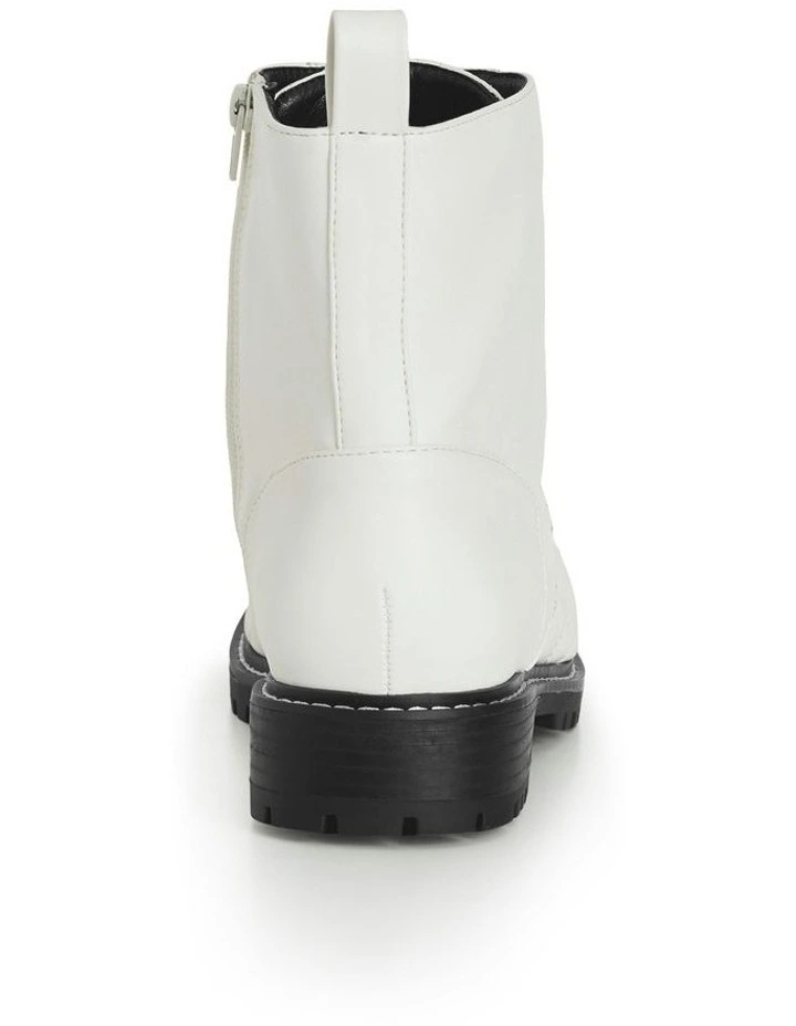 WIDE FIT Lace Up Ankle Boot in White image 3
