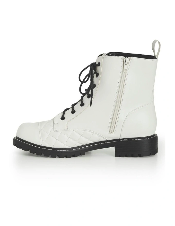 WIDE FIT Lace Up Ankle Boot in White image 4