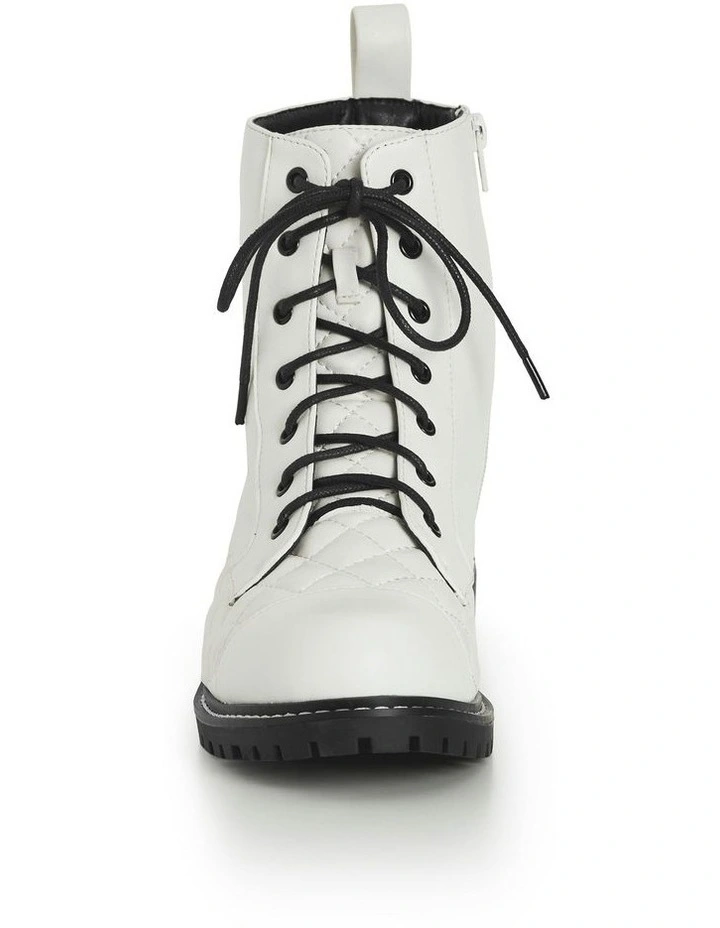 WIDE FIT Lace Up Ankle Boot in White image 5