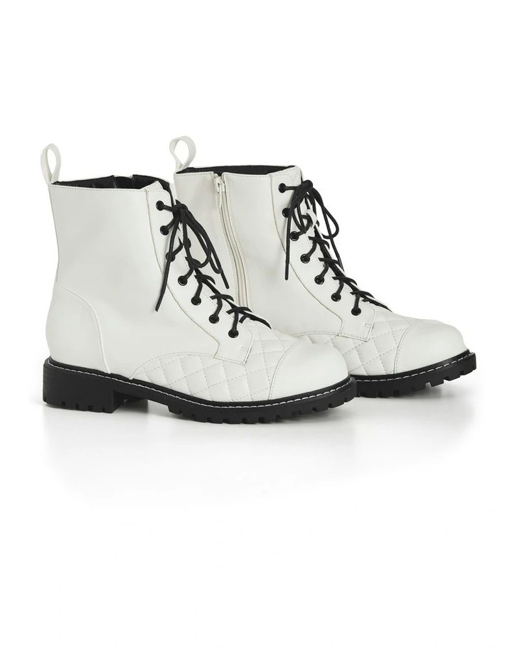 WIDE FIT Lace Up Ankle Boot in White image 6
