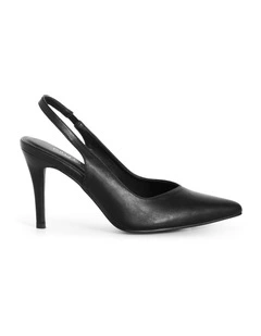 Wide Fit Snap Slingback in Black Matt