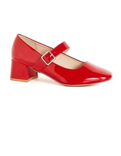 WIDE FIT Mary Jane Block Heel in Red