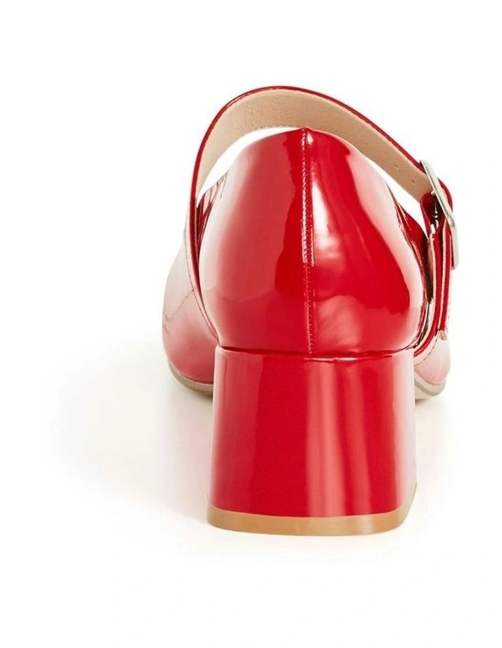 WIDE FIT Mary Jane Block Heel in Red image 3