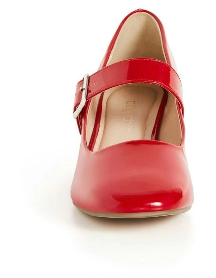 WIDE FIT Mary Jane Block Heel in Red image 5
