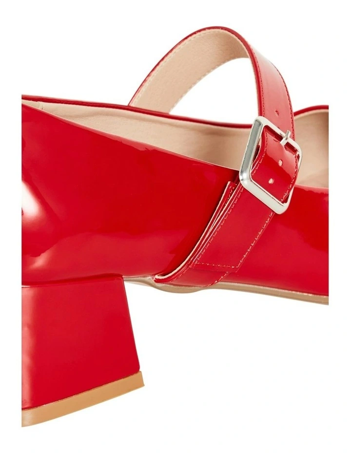 WIDE FIT Mary Jane Block Heel in Red image 7