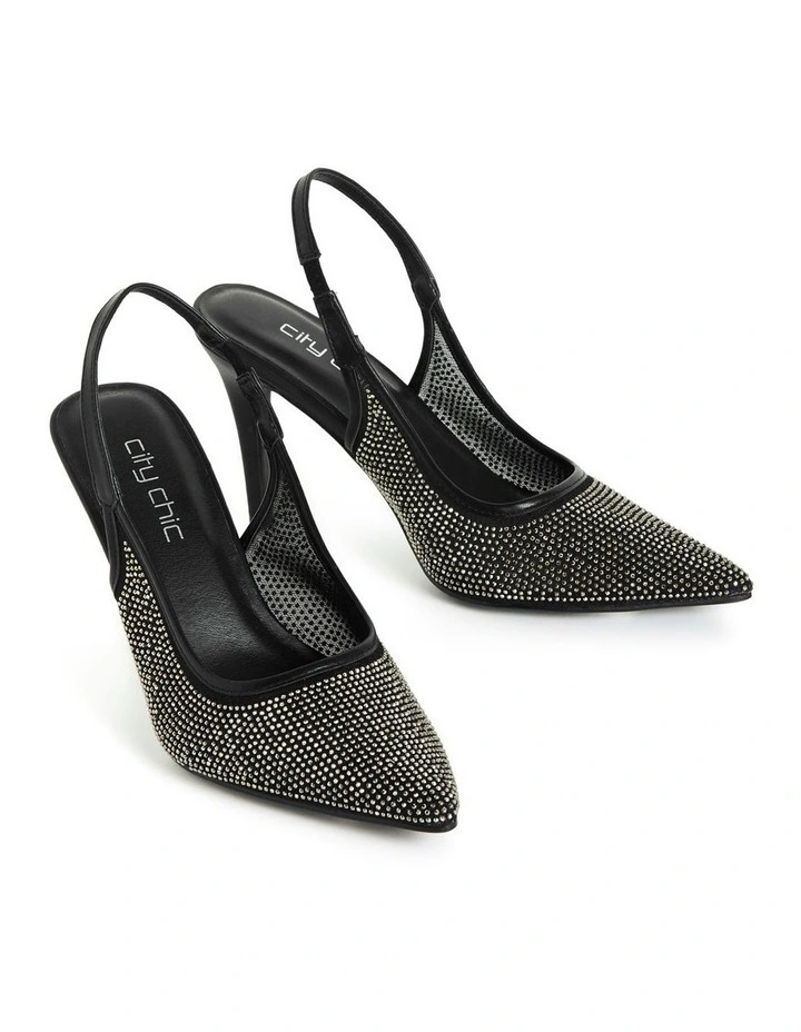 Wide Fit Party Slingback Shoe in Black image 6
