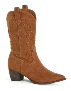 Wide Fit Western Edge Boot in Tan