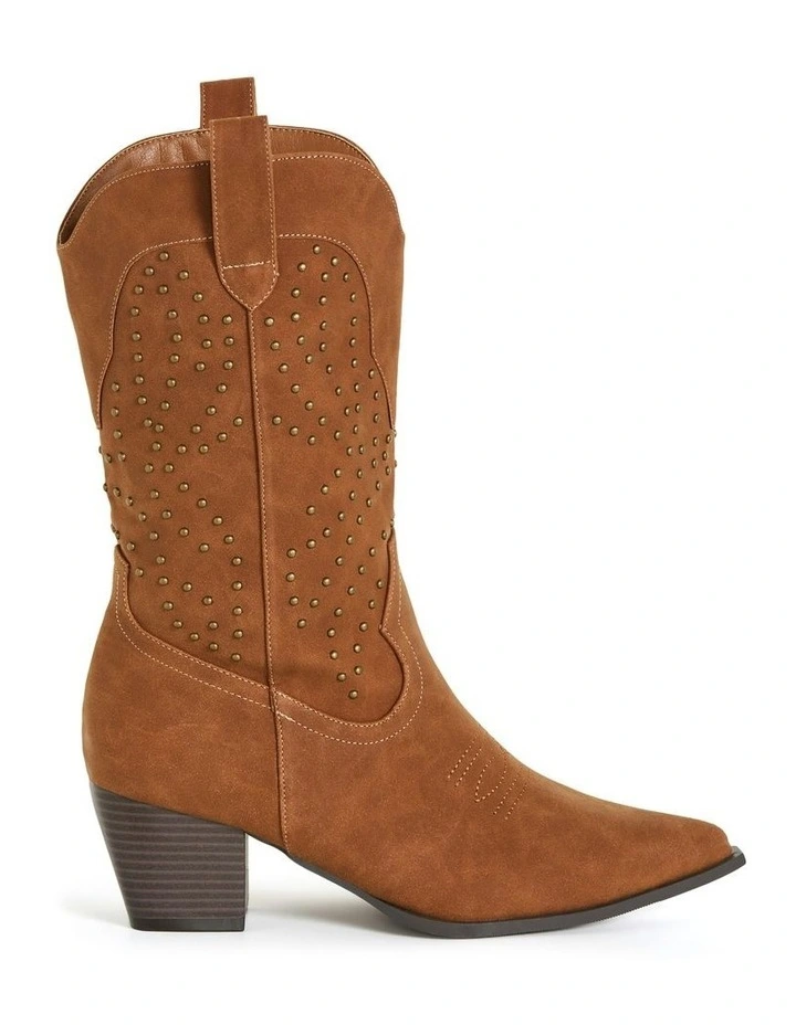 Wide Fit Western Edge Boot in Tan image 2