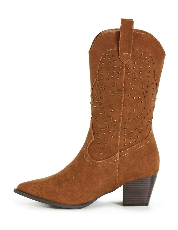 Wide Fit Western Edge Boot in Tan image 4