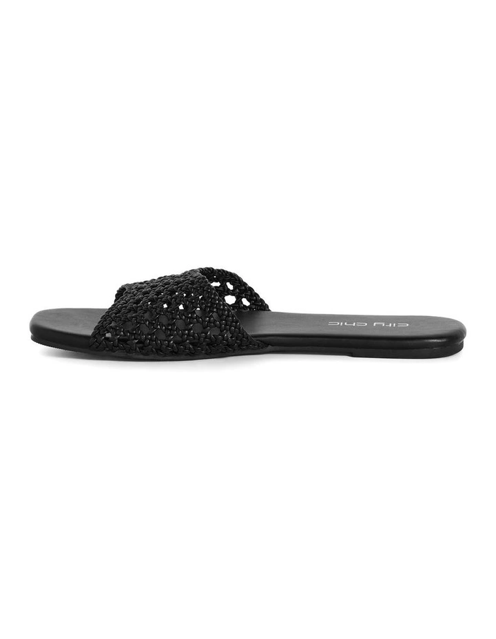 Wide Fit Weave Flat Slide in Black image 4