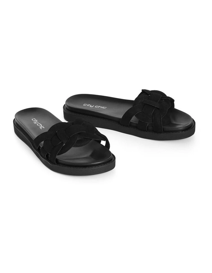 Wide Fit Star Weave Slide in Black image 6