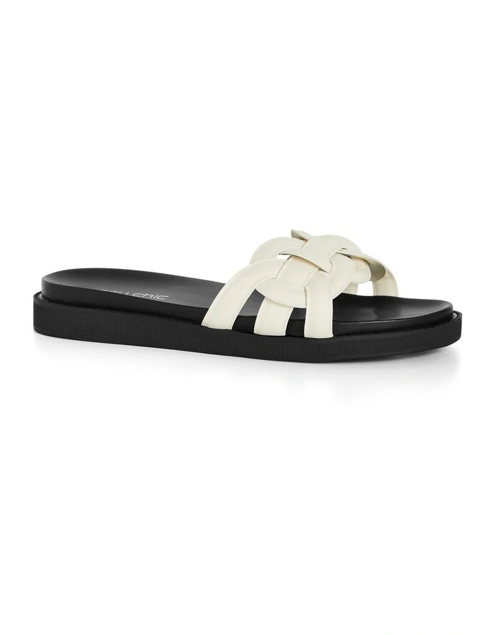 Wide Fit Star Weave Slide in Cream image 2