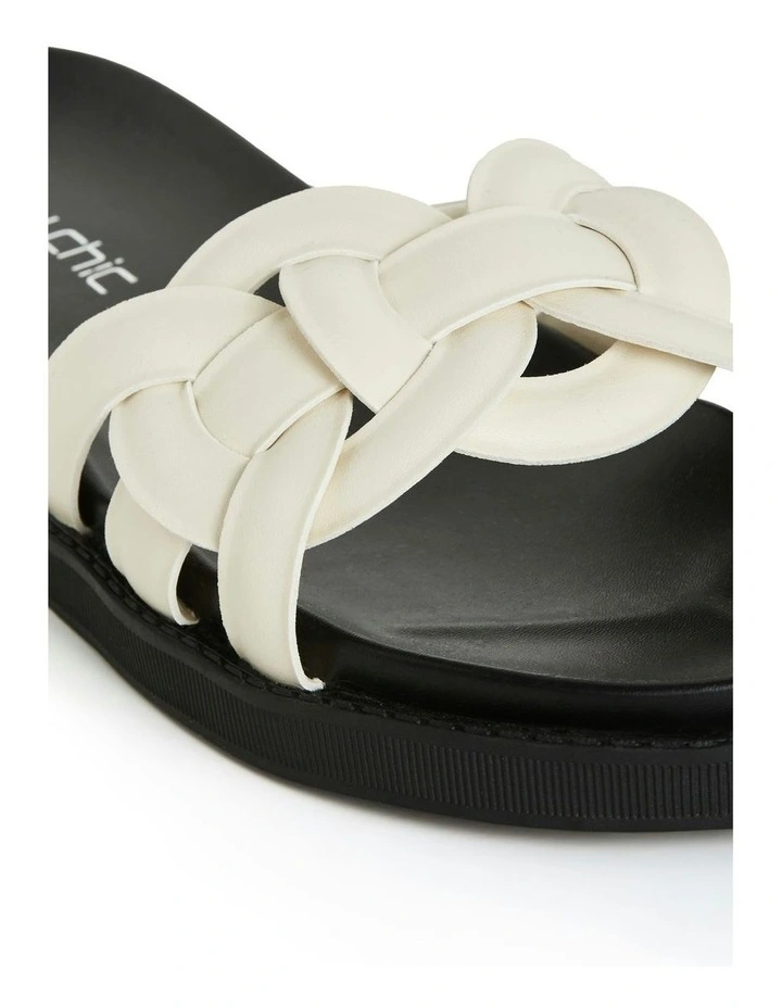 Wide Fit Star Weave Slide in Cream image 7
