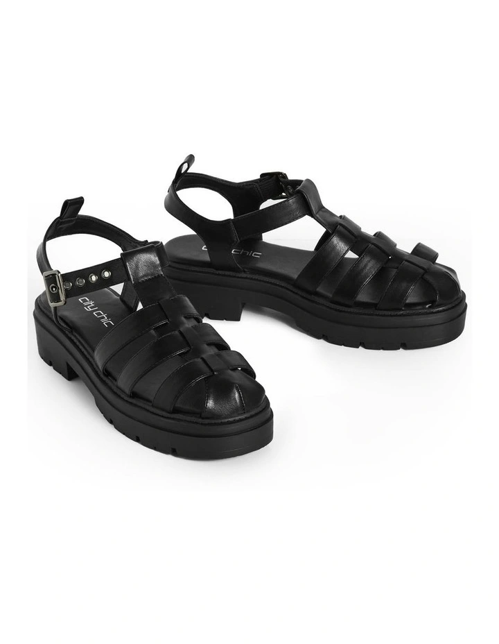 Wide Fit Daisy Platform in Black image 6