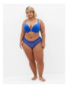 Smooth And Chic Front Close Cotton Push Up Bra in Blue