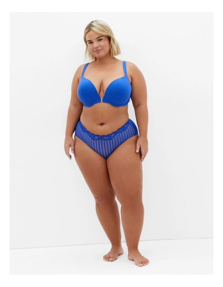 Smooth And Chic Front Close Cotton Push Up Bra in Blue image 1