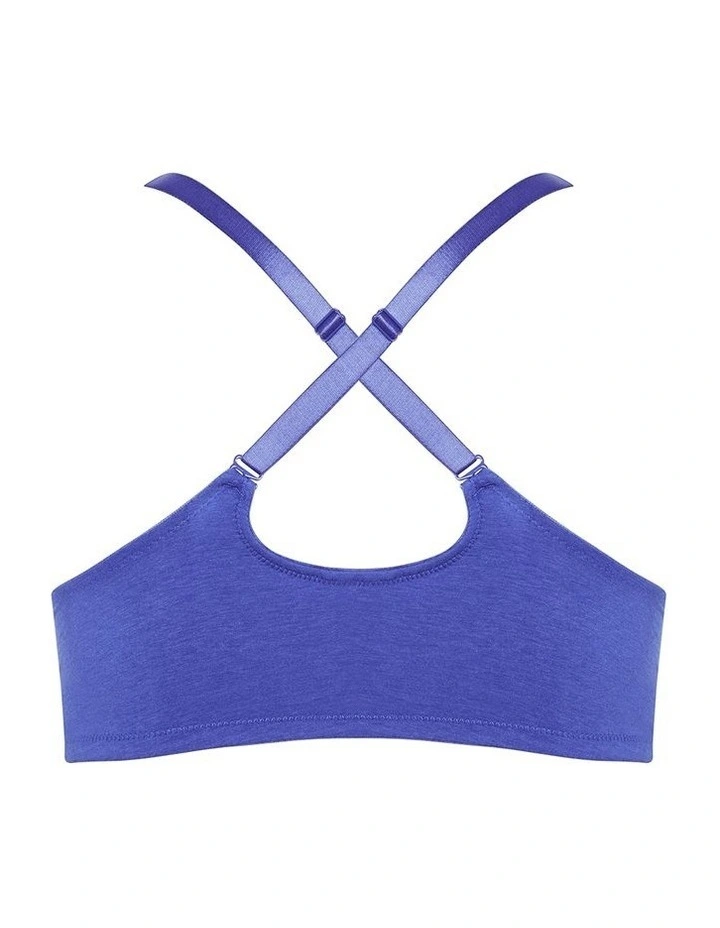 Smooth And Chic Front Close Cotton Push Up Bra in Blue image 6