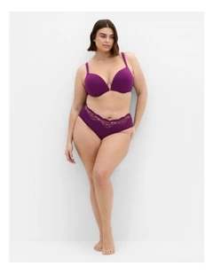 Smooth And Chic Front Close Cotton Push Up Bra in Purple