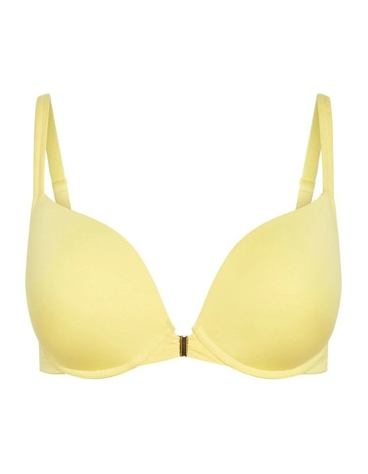 Smooth And Chic Front Close Cotton Push Up Bra in Lemonade image 3