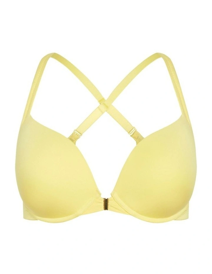 Plus Size Smooth & Chic Front Close Cotton Push Up Bra in lemonade image 5