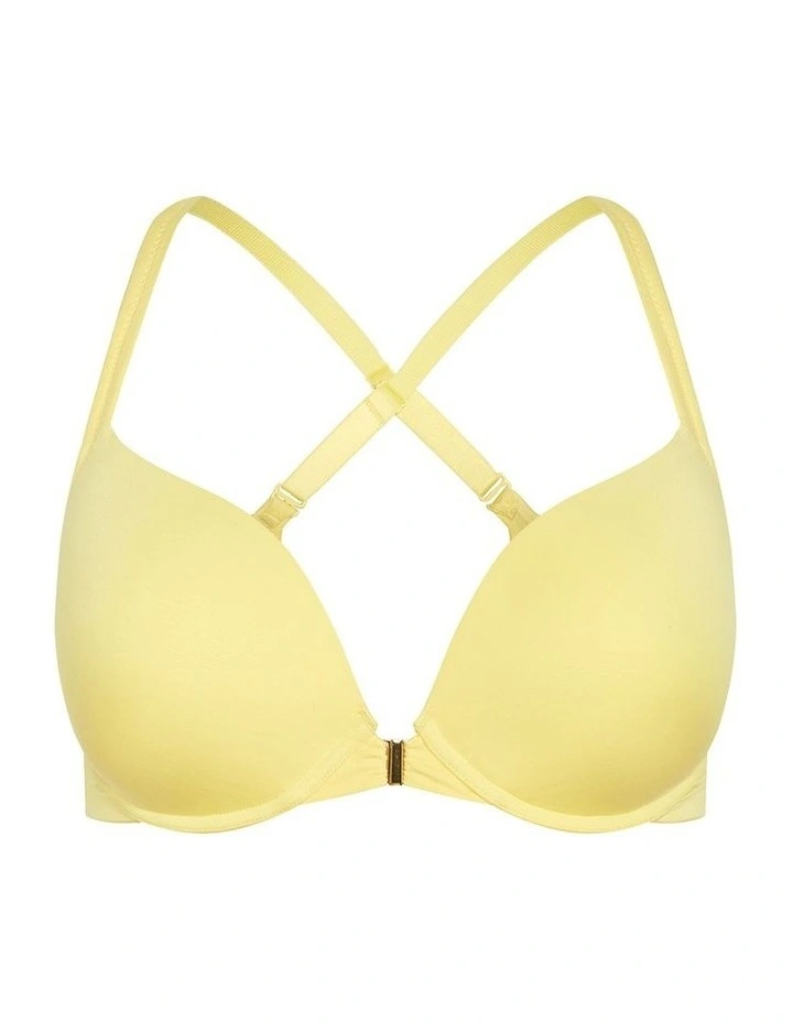 Smooth And Chic Front Close Cotton Push Up Bra in Lemonade image 5