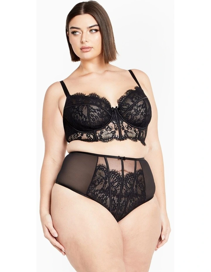 Arabella Longline Underwire Bra in Black image 1