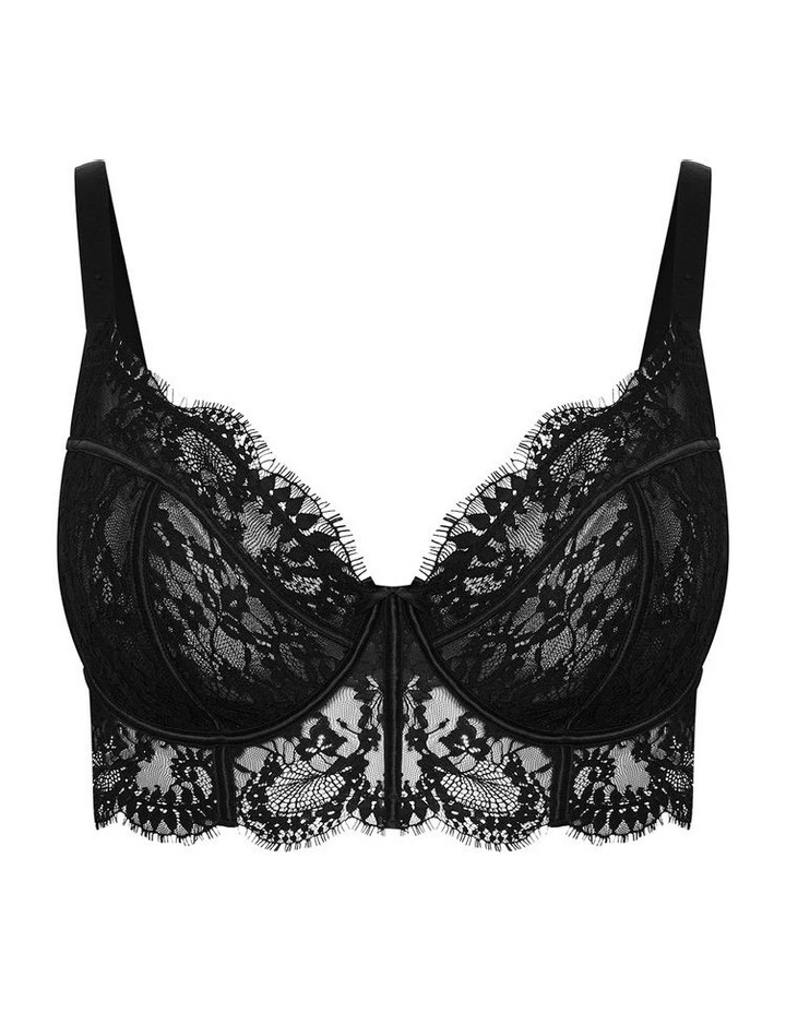 Arabella Longline Underwire Bra in Black image 3