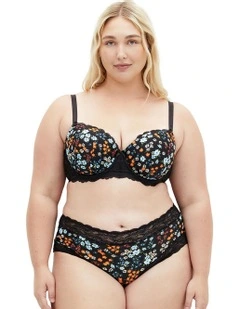 Hailey Contour Print Bra in Black