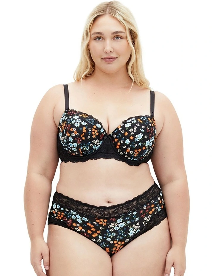 Hailey Contour Print Bra in Black image 1