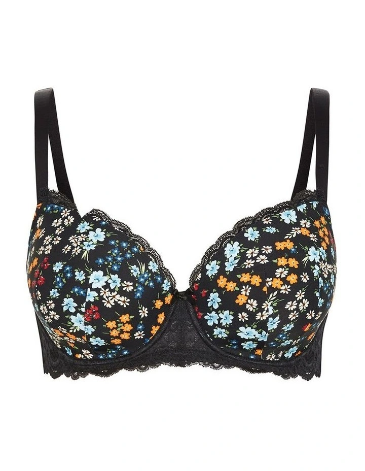 Hailey Contour Print Bra in Black image 3